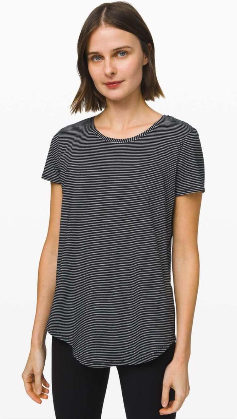 Lululemon Love Tee Black and White Striped Short Sleeve Shirt Size 4